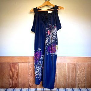 Tibi Silk Midi Butterfly Dress Navy Size 6